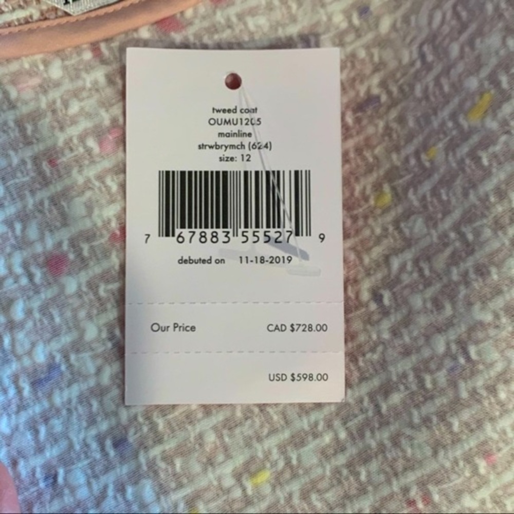 Kate Spade Tweed Coat - pink multi colored - oumu1205 / NWT - Picture 13 of 13